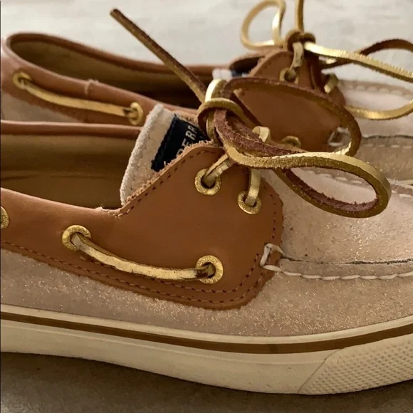 Sperry top siders in gold & brown, leather upper - Picture 2 of 8